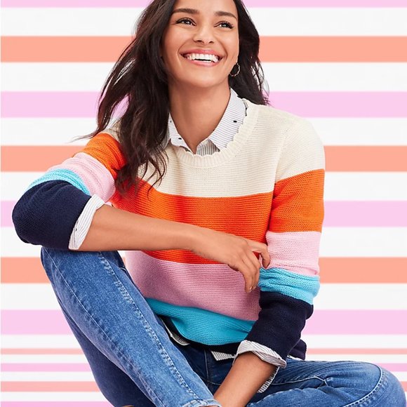 NWOT Loft Knit Stripe Sweater Size XS - Picture 1 of 7